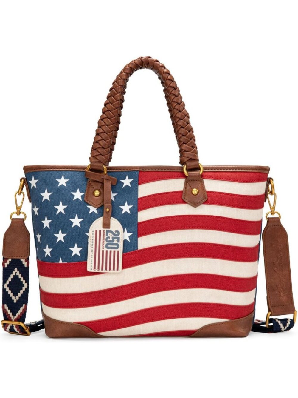 Vintage American Flag Tote Bag for Women | Patriotic Western Shoulder Purse with